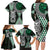 Green Aotearoa Niho Taniwha Family Matching Long Sleeve Bodycon Dress and Hawaiian Shirt Maori Mythology Tooth - Taniko Motifs