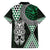 Green Aotearoa Niho Taniwha Family Matching Off The Shoulder Long Sleeve Dress and Hawaiian Shirt Maori Mythology Tooth - Taniko Motifs