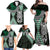 Green Aotearoa Niho Taniwha Family Matching Off Shoulder Maxi Dress and Hawaiian Shirt Maori Mythology Tooth - Taniko Motifs