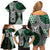 Green Aotearoa Niho Taniwha Family Matching Off Shoulder Short Dress and Hawaiian Shirt Maori Mythology Tooth - Taniko Motifs