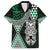 Green Aotearoa Niho Taniwha Family Matching Off Shoulder Short Dress and Hawaiian Shirt Maori Mythology Tooth - Taniko Motifs