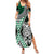 Green Aotearoa Niho Taniwha Family Matching Summer Maxi Dress and Hawaiian Shirt Maori Mythology Tooth - Taniko Motifs