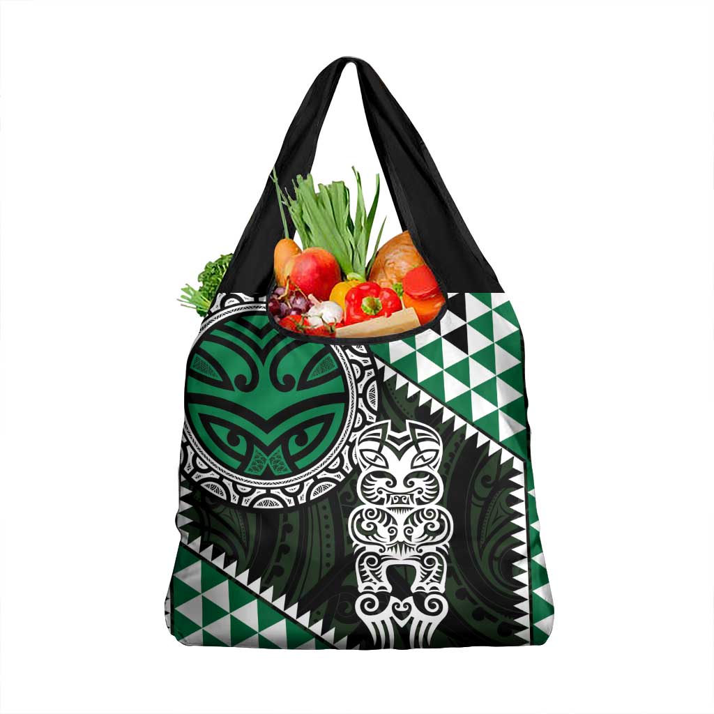 Green Aotearoa Niho Taniwha Grocery Bag Maori Mythology Tooth - Taniko Motifs