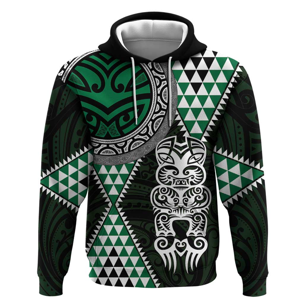 Green Aotearoa Niho Taniwha Hoodie Maori Mythology Tooth - Taniko Motifs