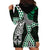 Green Aotearoa Niho Taniwha Hoodie Dress Maori Mythology Tooth - Taniko Motifs