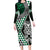 Green Aotearoa Niho Taniwha Long Sleeve Bodycon Dress Maori Mythology Tooth - Taniko Motifs