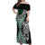 Green Aotearoa Niho Taniwha Off Shoulder Maxi Dress Maori Mythology Tooth - Taniko Motifs