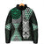 Green Aotearoa Niho Taniwha Padded Jacket Maori Mythology Tooth - Taniko Motifs - Polynesian Pride