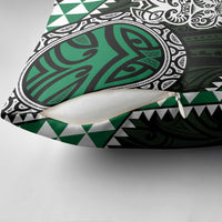 Green Aotearoa Niho Taniwha Pillow Cover Maori Mythology Tooth - Taniko Motifs - Polynesian Pride