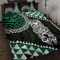 Green Aotearoa Niho Taniwha Quilt Bed Set Maori Mythology Tooth - Taniko Motifs LT14 Green - Polynesian Pride