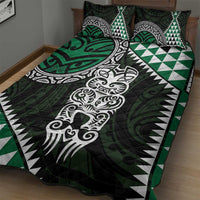 Green Aotearoa Niho Taniwha Quilt Bed Set Maori Mythology Tooth - Taniko Motifs LT14 - Polynesian Pride