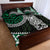 Green Aotearoa Niho Taniwha Quilt Bed Set Maori Mythology Tooth - Taniko Motifs