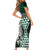 Green Aotearoa Niho Taniwha Short Sleeve Bodycon Dress Maori Mythology Tooth - Taniko Motifs