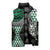 Green Aotearoa Niho Taniwha Sleeveless Puffer Jacket Maori Mythology Tooth - Taniko Motifs - Polynesian Pride