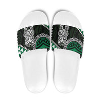Green Aotearoa Niho Taniwha Slide Sandals Maori Mythology Tooth - Taniko Motifs - Polynesian Pride