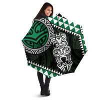 Green Aotearoa Niho Taniwha Umbrella Maori Mythology Tooth - Taniko Motifs - Polynesian Pride