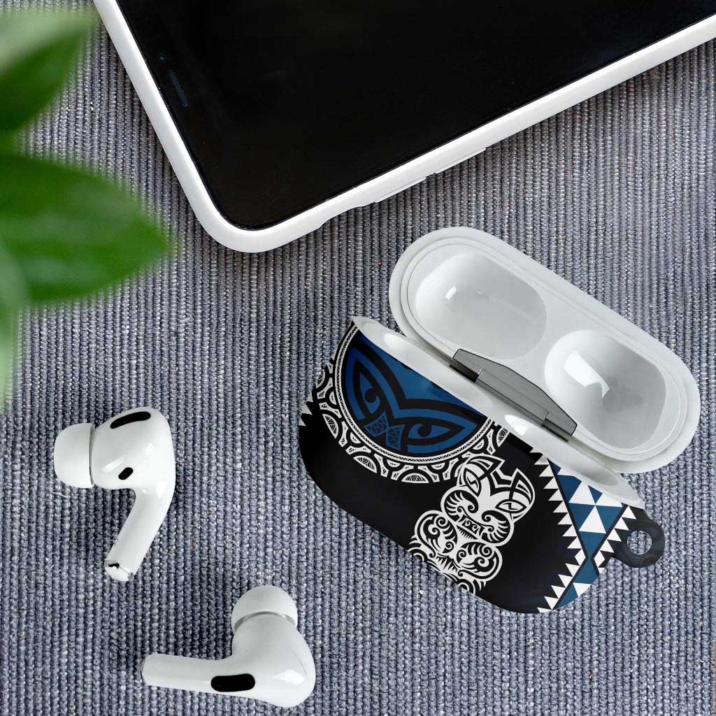 Blue Aotearoa Niho Taniwha AirPods Case Maori Mythology Tooth - Taniko Motifs - Polynesian Pride