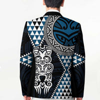 Blue Aotearoa Niho Taniwha Blazer Maori Mythology Tooth - Taniko Motifs - Polynesian Pride