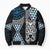 Blue Aotearoa Niho Taniwha Bomber Puffer Jacket Maori Mythology Tooth - Taniko Motifs - Polynesian Pride