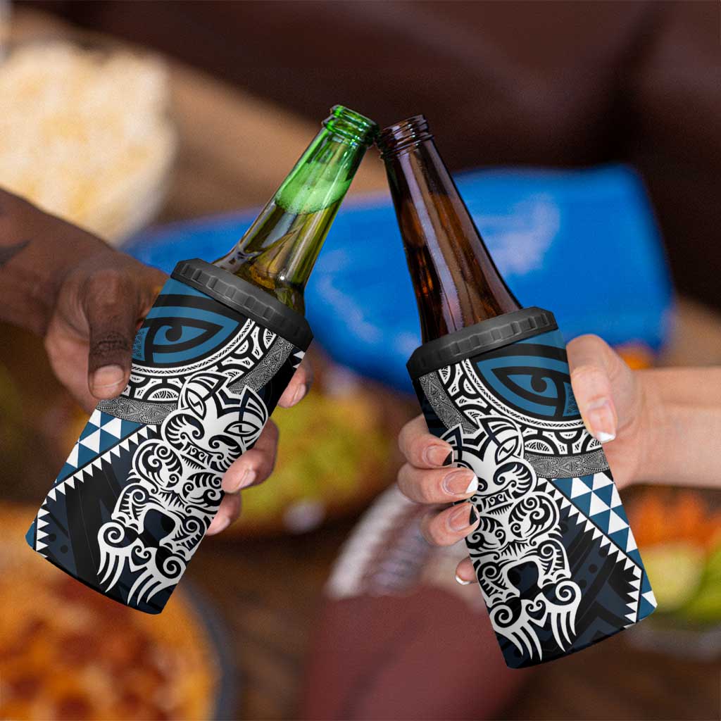 Blue Aotearoa Niho Taniwha 4 in 1 Can Cooler Tumbler Maori Mythology Tooth - Taniko Motifs