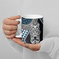 Blue Aotearoa Niho Taniwha Ceramic Mug Maori Mythology Tooth - Taniko Motifs - Polynesian Pride