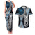 Blue Aotearoa Niho Taniwha Couples Matching Tank Maxi Dress and Hawaiian Shirt Maori Mythology Tooth - Taniko Motifs