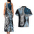 Blue Aotearoa Niho Taniwha Couples Matching Tank Maxi Dress and Hawaiian Shirt Maori Mythology Tooth - Taniko Motifs