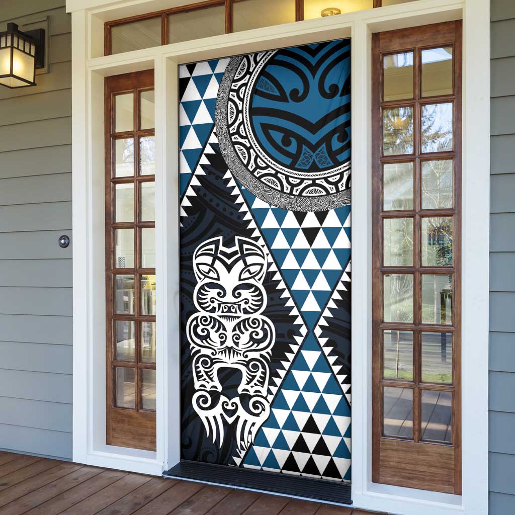 Blue Aotearoa Niho Taniwha Door Cover Maori Mythology Tooth - Taniko Motifs - Polynesian Pride