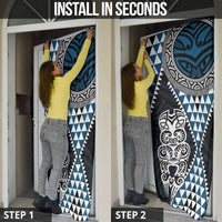 Blue Aotearoa Niho Taniwha Door Cover Maori Mythology Tooth - Taniko Motifs - Polynesian Pride