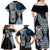 Blue Aotearoa Niho Taniwha Family Matching Off Shoulder Maxi Dress and Hawaiian Shirt Maori Mythology Tooth - Taniko Motifs