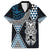 Blue Aotearoa Niho Taniwha Family Matching Off Shoulder Maxi Dress and Hawaiian Shirt Maori Mythology Tooth - Taniko Motifs