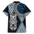 Blue Aotearoa Niho Taniwha Family Matching Puletasi and Hawaiian Shirt Maori Mythology Tooth - Taniko Motifs