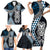 Blue Aotearoa Niho Taniwha Family Matching Short Sleeve Bodycon Dress and Hawaiian Shirt Maori Mythology Tooth - Taniko Motifs