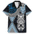 Blue Aotearoa Niho Taniwha Family Matching Short Sleeve Bodycon Dress and Hawaiian Shirt Maori Mythology Tooth - Taniko Motifs