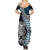 Blue Aotearoa Niho Taniwha Family Matching Summer Maxi Dress and Hawaiian Shirt Maori Mythology Tooth - Taniko Motifs