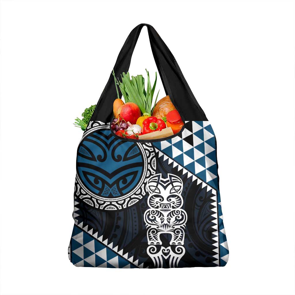 Blue Aotearoa Niho Taniwha Grocery Bag Maori Mythology Tooth - Taniko Motifs