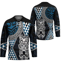 Blue Aotearoa Niho Taniwha Hockey Jersey Maori Mythology Tooth - Taniko Motifs - Polynesian Pride