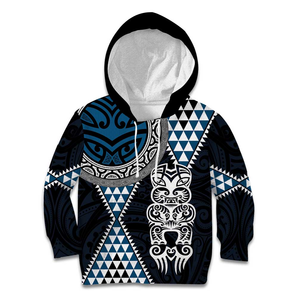 Blue Aotearoa Niho Taniwha Kid Hoodie Maori Mythology Tooth - Taniko Motifs