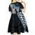 Blue Aotearoa Niho Taniwha Kid Short Sleeve Dress Maori Mythology Tooth - Taniko Motifs