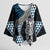 Blue Aotearoa Niho Taniwha Kimono Sleeve Blouse Maori Mythology Tooth - Taniko Motifs - Polynesian Pride