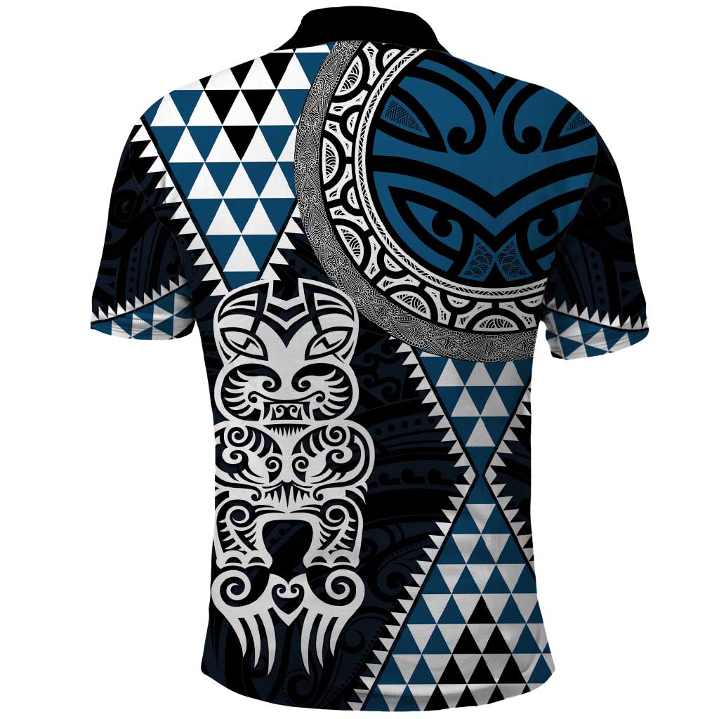 Blue Aotearoa Niho Taniwha Polo Shirt Maori Mythology Tooth - Taniko Motifs