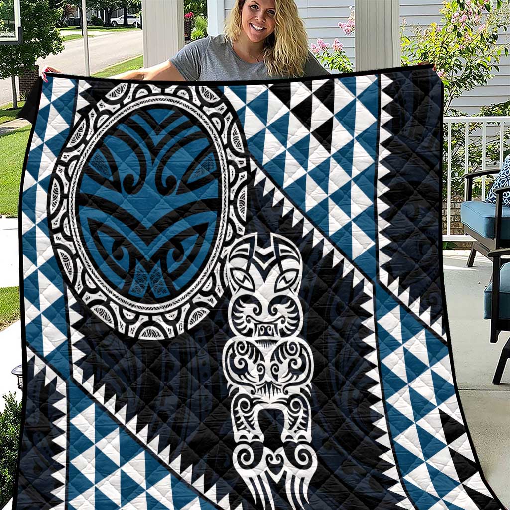 Blue Aotearoa Niho Taniwha Quilt Maori Mythology Tooth - Taniko Motifs