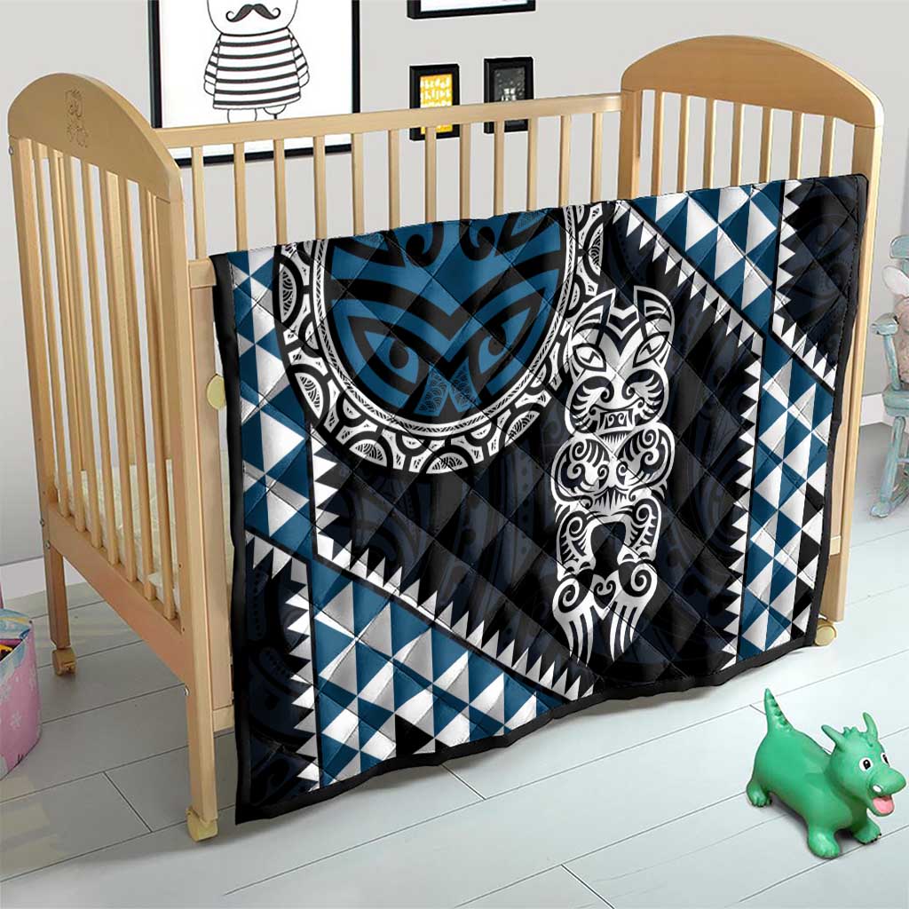 Blue Aotearoa Niho Taniwha Quilt Maori Mythology Tooth - Taniko Motifs