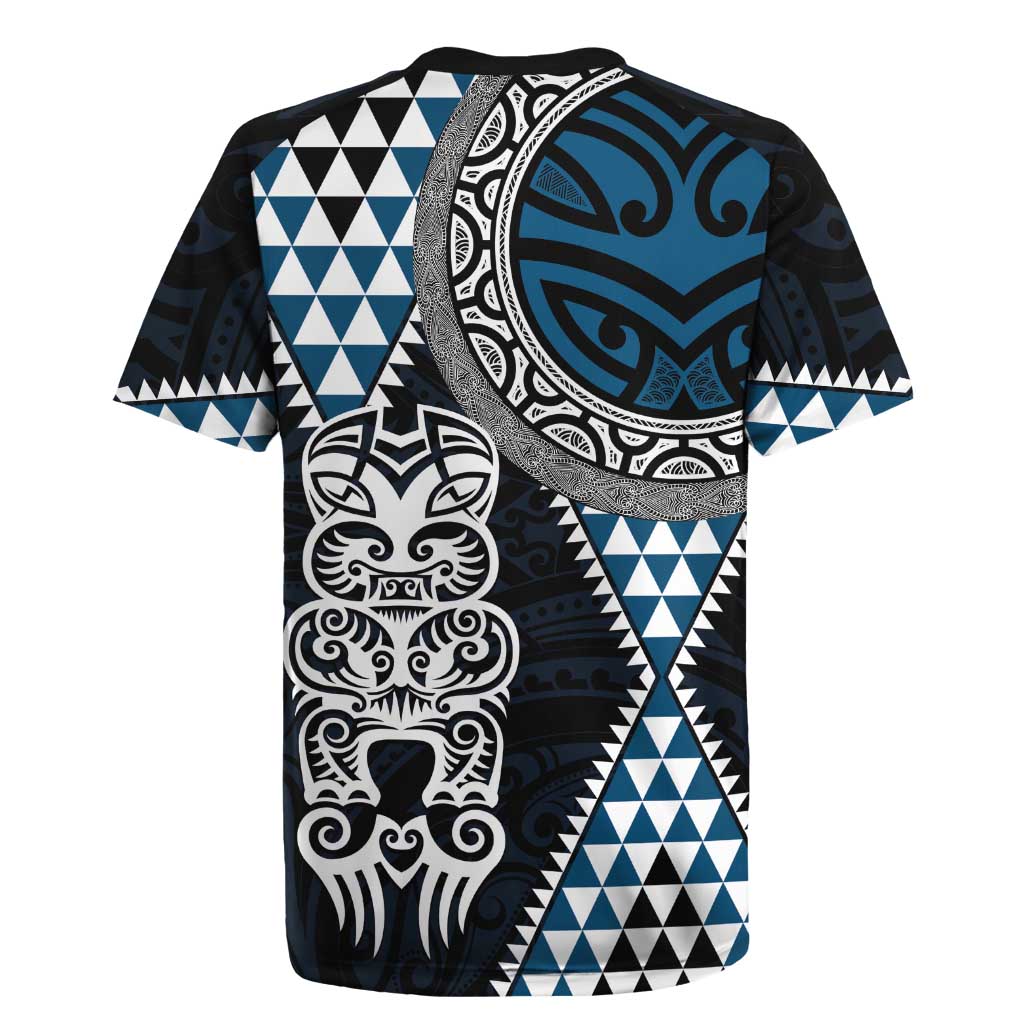 Blue Aotearoa Niho Taniwha Rugby Jersey Maori Mythology Tooth - Taniko Motifs