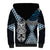 Blue Aotearoa Niho Taniwha Sherpa Hoodie Maori Mythology Tooth - Taniko Motifs