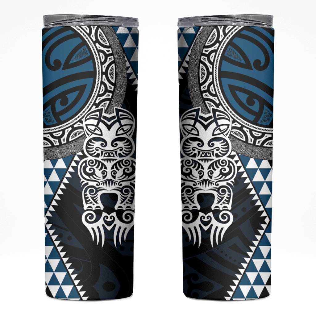 Blue Aotearoa Niho Taniwha Skinny Tumbler Maori Mythology Tooth - Taniko Motifs