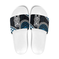 Blue Aotearoa Niho Taniwha Slide Sandals Maori Mythology Tooth - Taniko Motifs - Polynesian Pride