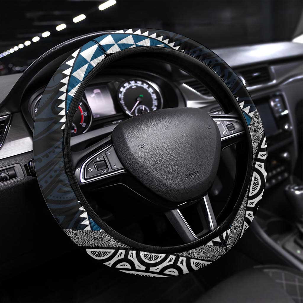 Blue Aotearoa Niho Taniwha Steering Wheel Cover Maori Mythology Tooth - Taniko Motifs