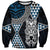 Blue Aotearoa Niho Taniwha Sweatshirt Maori Mythology Tooth - Taniko Motifs