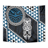 Blue Aotearoa Niho Taniwha Tapestry Maori Mythology Tooth - Taniko Motifs